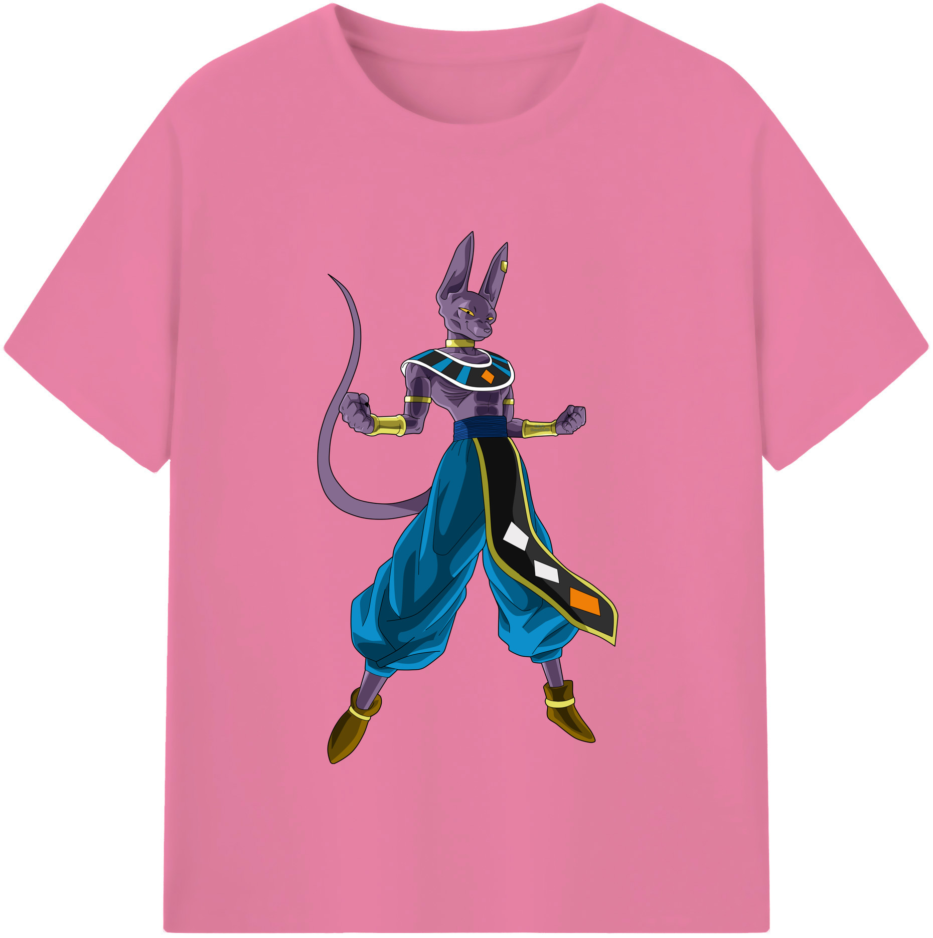 （画像用） ドラゴンボール ビルス 破壊神ビルス DRAGON BALL Beerus Birusu 綿100％半袖Tシャツ（フロントプリント）